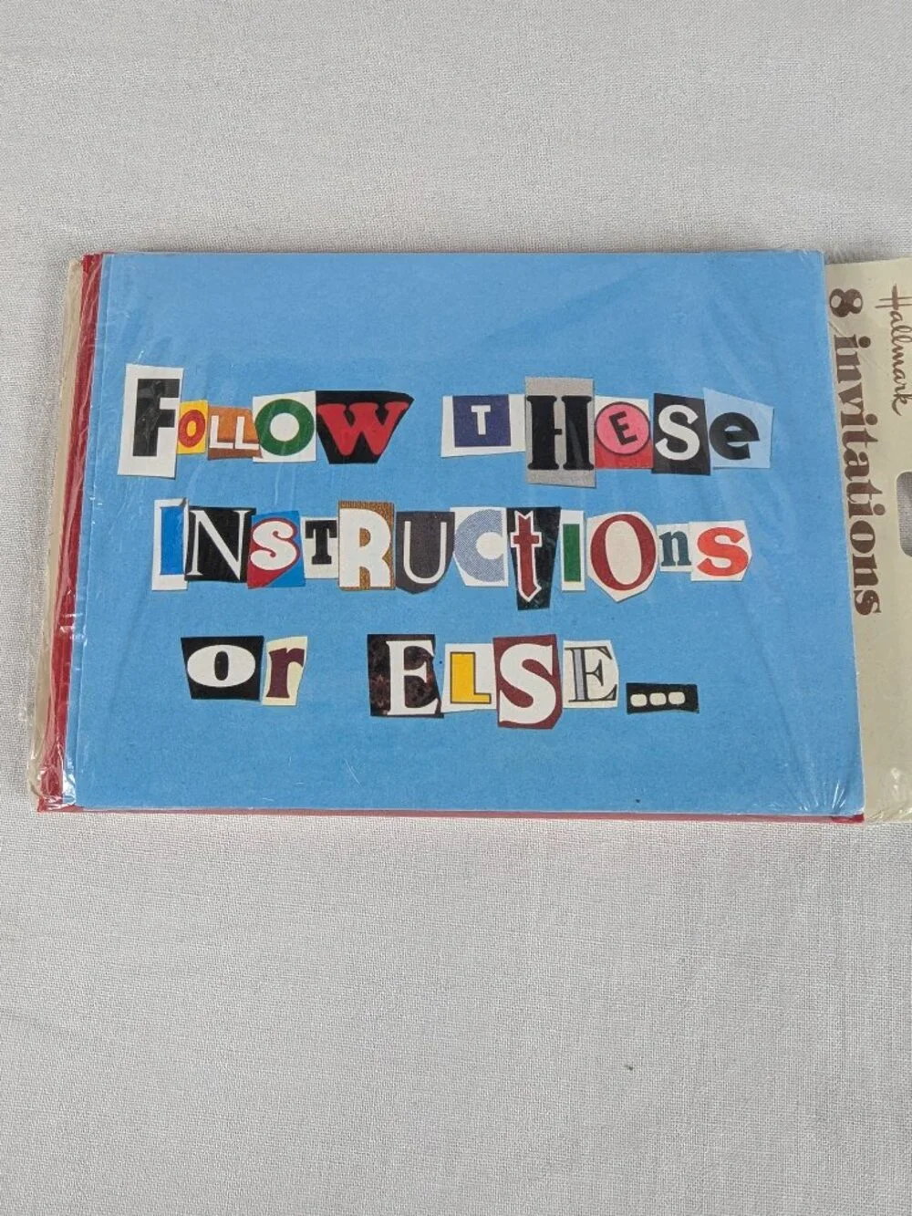 Hallmark Party Invitations Follow These Directions Ransom Letter Font NEW Vtg